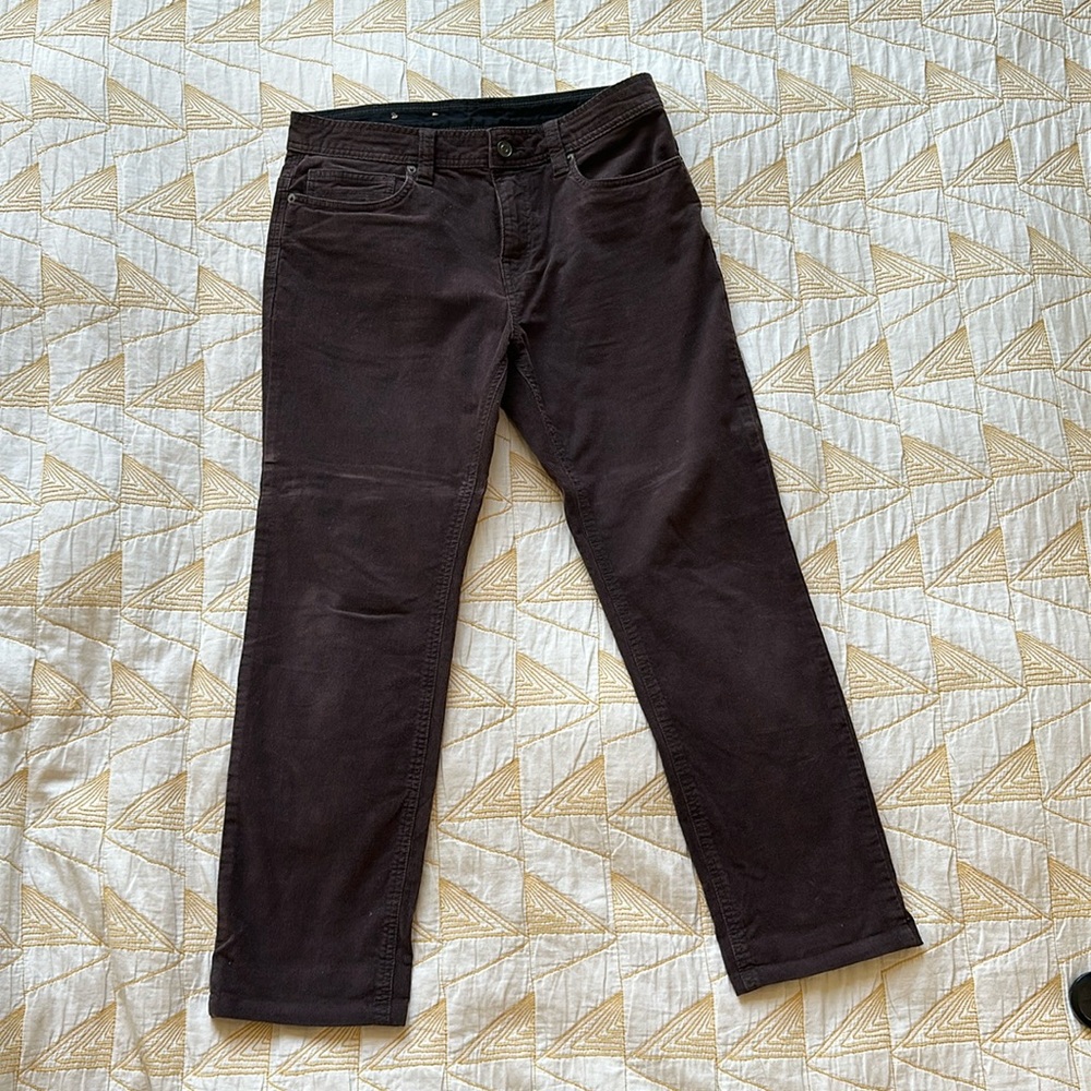 prAna - Mens Corduroy Chino Slim Fit Pants - Dark Maroon Plum - 30x30